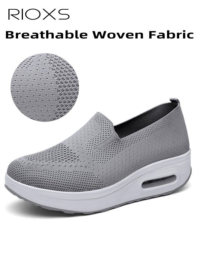 ريوكس حذاء رياضي نسائي عصري، حذاء مشي سهل الارتداء من شبكة قابلة للتنفس، حذاء خفيف ومريح للفتيات، حذاء رياضي عصري بمقدمة مستديرة للارتداء اليومي، الجري، الركض، الأنشطة الخارجية والملابس الترفيهية، رمادي - Image 4